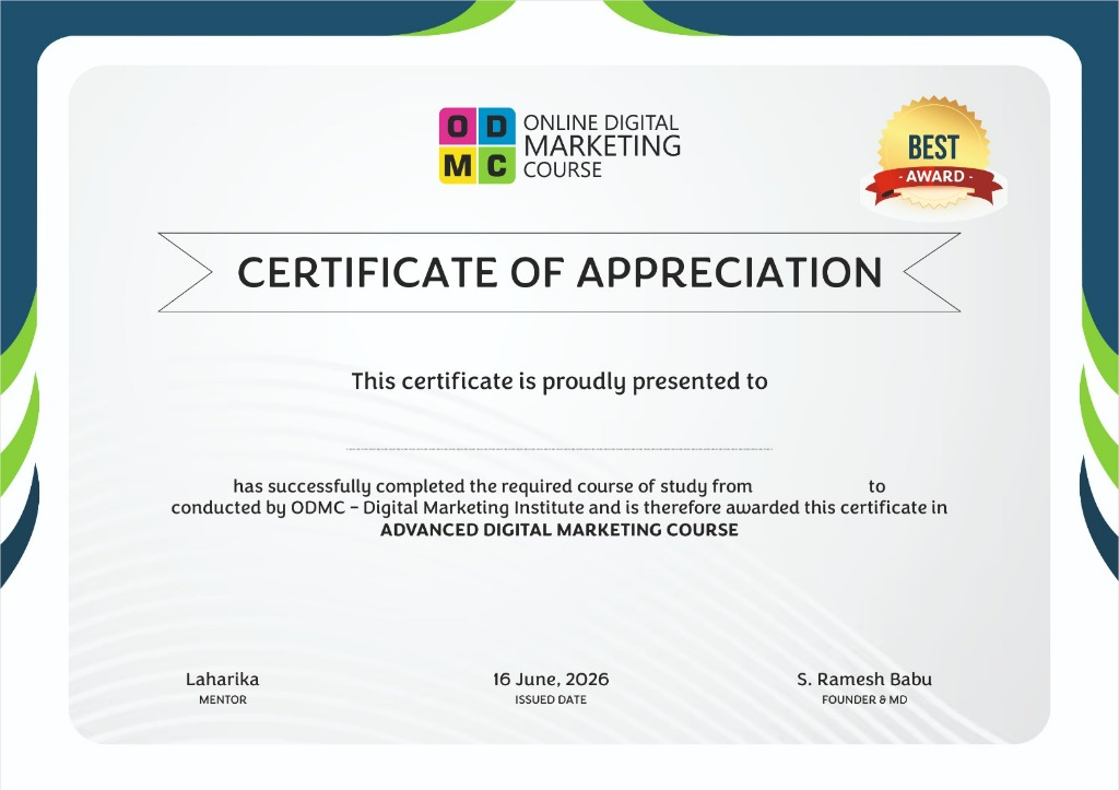 ODMC Official Certificate